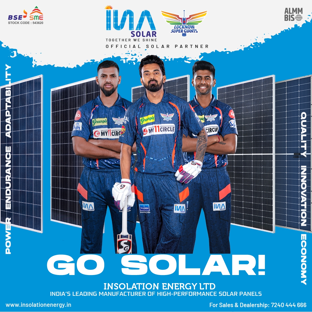 INA Solar, India’s leading High-Performance Solar Panel Manufacturer, is considered as one of the Top Solar Companies in India for Residential, Commercial, Agricultural and Large Scale Industrial Solar Systems.

#INASolar #InsolationEnergy #LucknowSuperGiants #bestsolarcompany