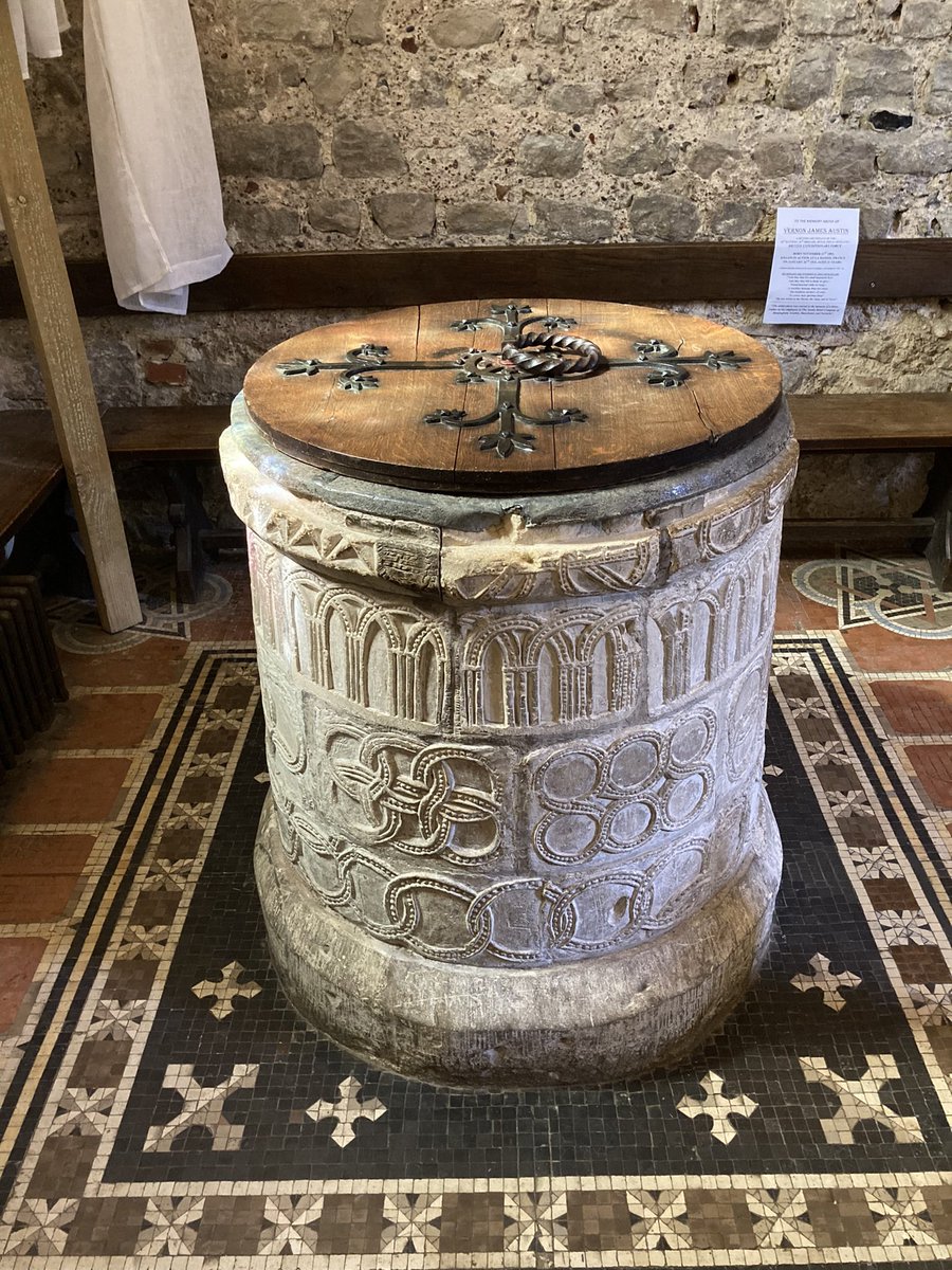 Stunning Norman font from St Martin’s, Canterbury. The church itself is said to be one of the oldest in Britain, going back to the 6th century, and incorporating earlier Roman architecture #FontsOnFriday