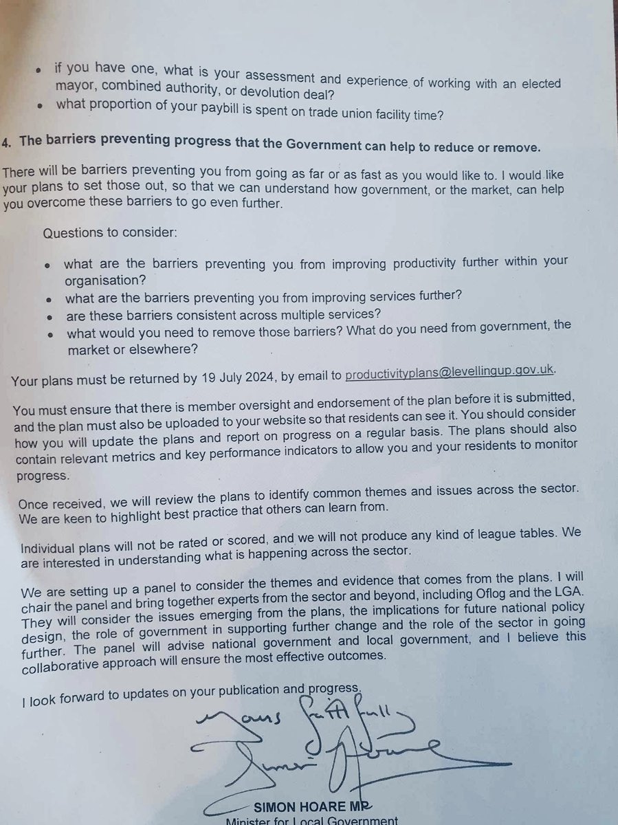 This is the letter to council CEOs on how to be productive. Reminiscent of an Eric Pickles list including removing biscuits from meetings. Councils are struggling because of lack of funding; broken children & adults social care systems all presided over by Govt NOT equality work.