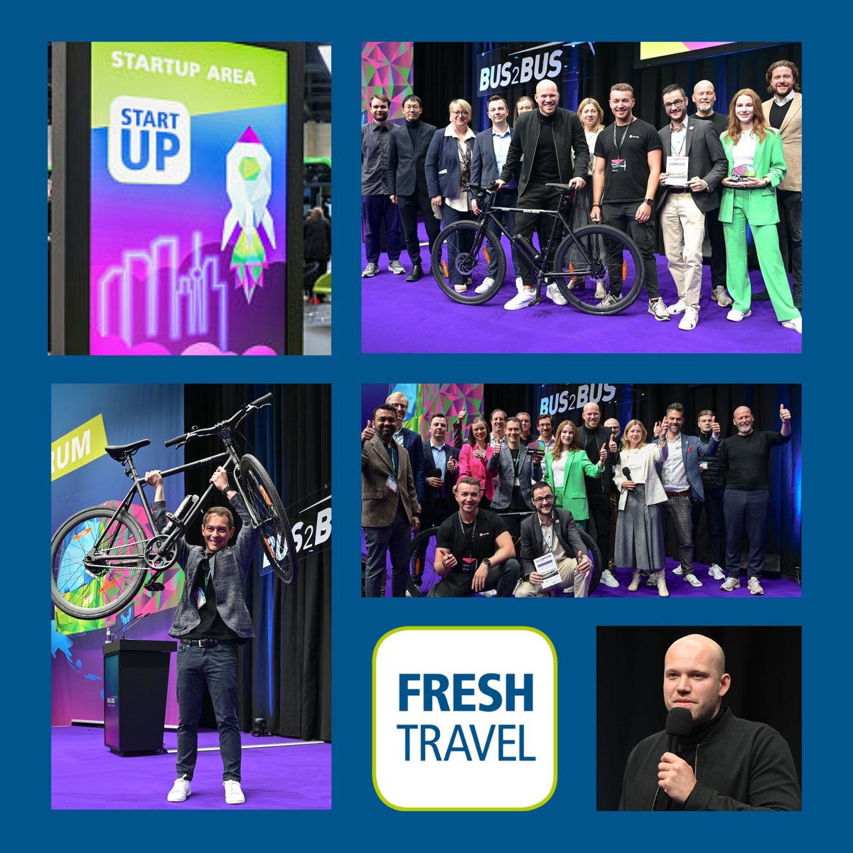 🏆 Herzlichen Glückwunsch an die beiden Gewinner des Fresh Travel &amp; Startup Awards auf der #BUS2BUS2024! 
Danke auch an alle anderen Teilnehmer:innen für ihre hervorragenden Pitches &amp; Beiträge.
🚀 Lasst uns weiterhin gemeinsam Innovationen vorantreiben! 
bus2bus.berlin/de/