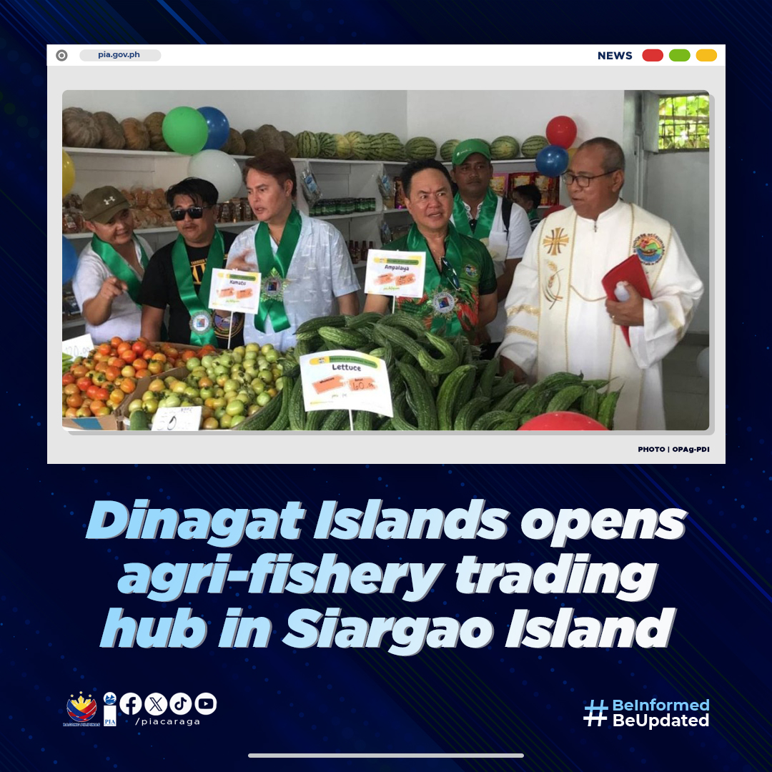 NEWS | Dinagat Islands opens agri-fishery trading hub in Siargao Island

Full story here: pia.gov.ph/news/2024/04/3…

#PIACaraga
#BeInformed
#BeUpdated
#BagongPilipinas