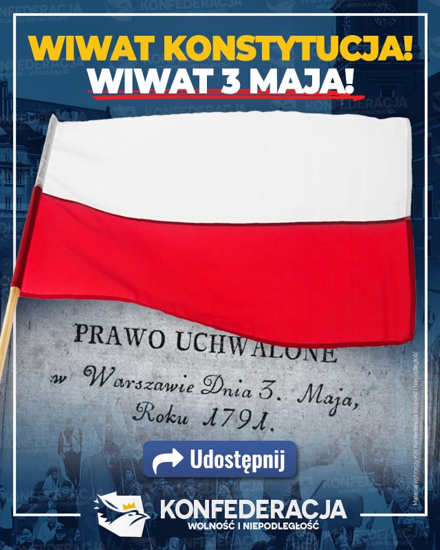 🇵🇱 'Witaj Maj! Trzeci Maj, u Polaków błogi raj! ' 🇵🇱 Wiwat 3 maja! #Konstytucja3Maja