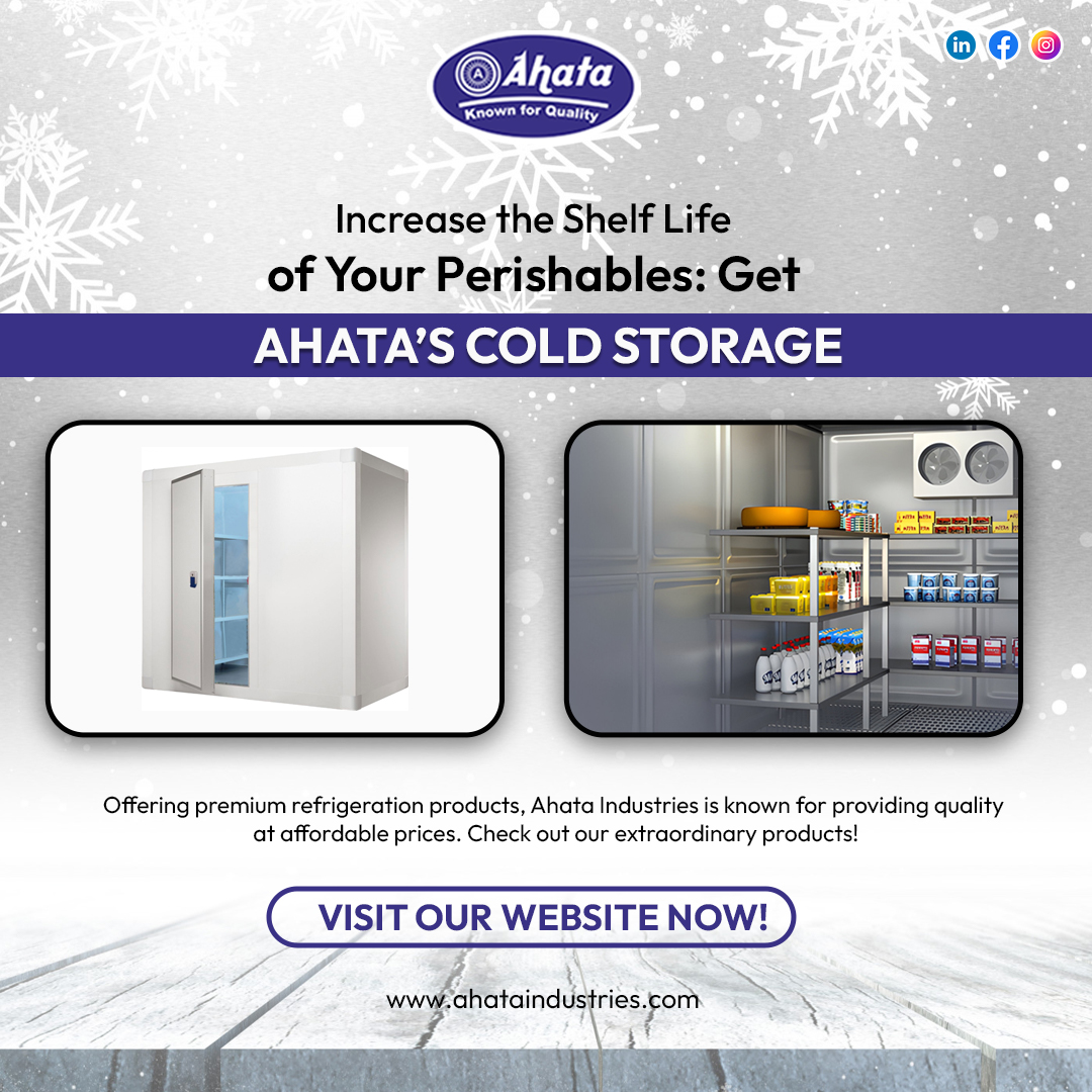 Say goodbye to spoilage! Ahata Industries offers premium cold storage solutions to extend the shelf life of your perishables. Keep your food fresher, and longer with Ahata! #AhataIndustries #ColdStorage #Perishables #StopFoodWaste #FreshFood #ColdRooms #ColdStorage