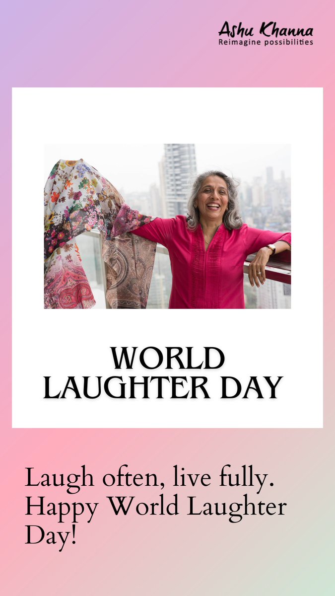 Laughter is the shortest distance between two hearts. Happy World Laughter Day! #Ashukhanna #Iam #Playbooktohappiness #worldlaughterday #LaughterDay2024 #Trending