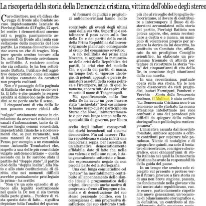 'La riscoperta della storia della Democrazia Cristiana in un'opera puntuale e disancorata da vieti pregiudizi.' (Ortensio Zecchino, @ilfoglio_it) Il libro: Storia della Democrazia cristiana 1943-1993 di Guido Formigoni, Paolo Pombeni, Giorgio Vecchio