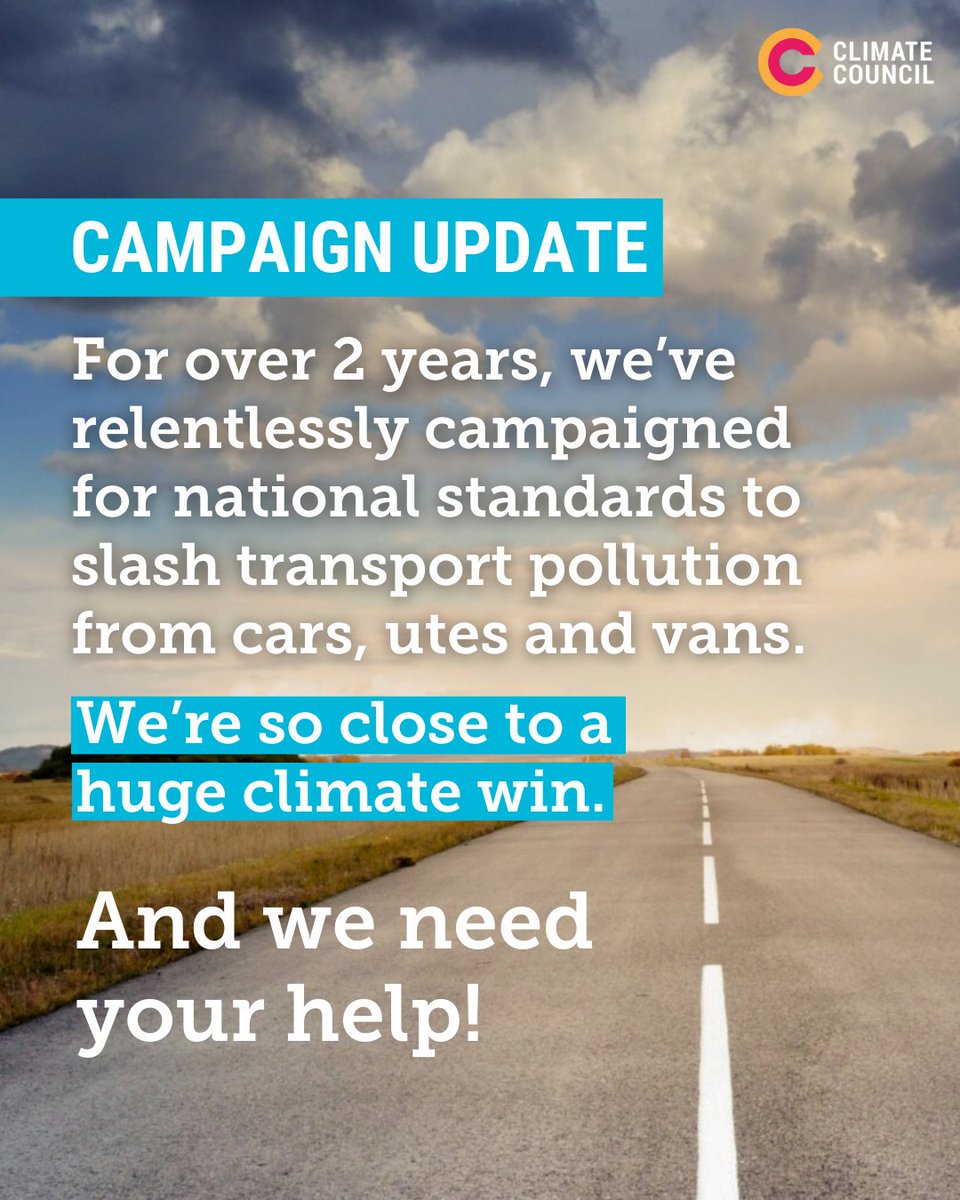 We’re so close to halving transport emissions from new cars and utes. The Federal Government is about to vote on its proposed ‘New Vehicle Efficiency Standard’. Will you email your MP and tell them to vote ‘yes’ to this new standard? Do it today: climatecouncil.org.au/help-secure-a-…