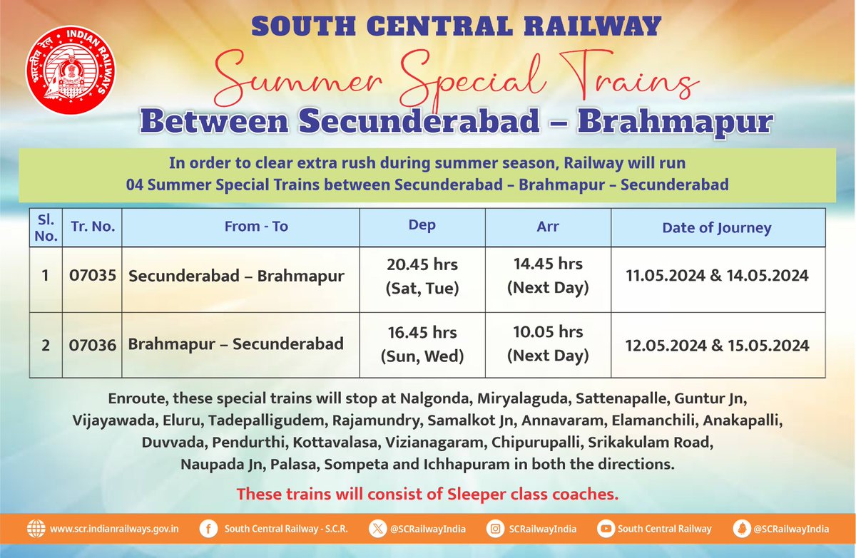 #Summer Special Trains