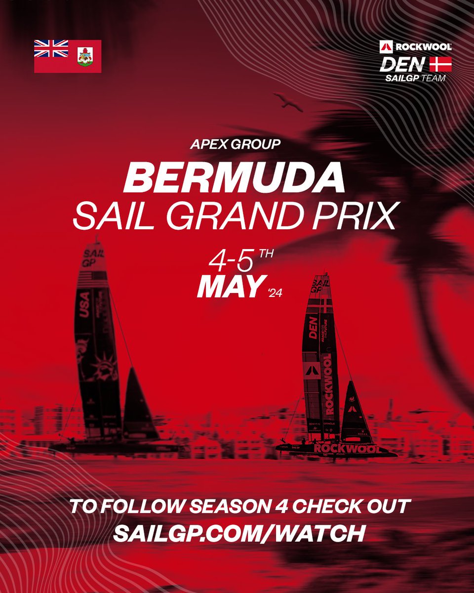 📣 #ROCKWOOL racing fans, on May 4-5, @SailGP returns to the iconic island of #Bermuda once again and our team @SailGPDEN will be there to keep you on the edge of your seats! 💨 TeamROCKWOOL, join us in cheering your colleagues this weekend! #Sustainability #BermudaSGP #SDG14