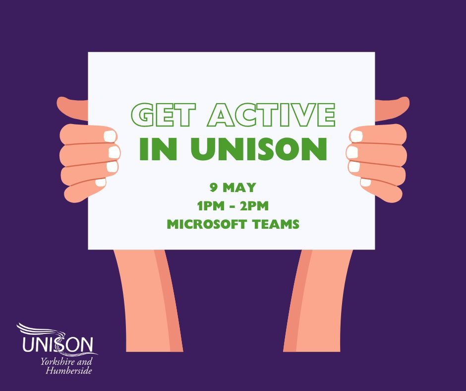 Fancy becoming more active in @unisontheunion? We have a free online session with advice on how to go about it next week! Details & how to register 👇 yorks.unison.org.uk/events/get-act…