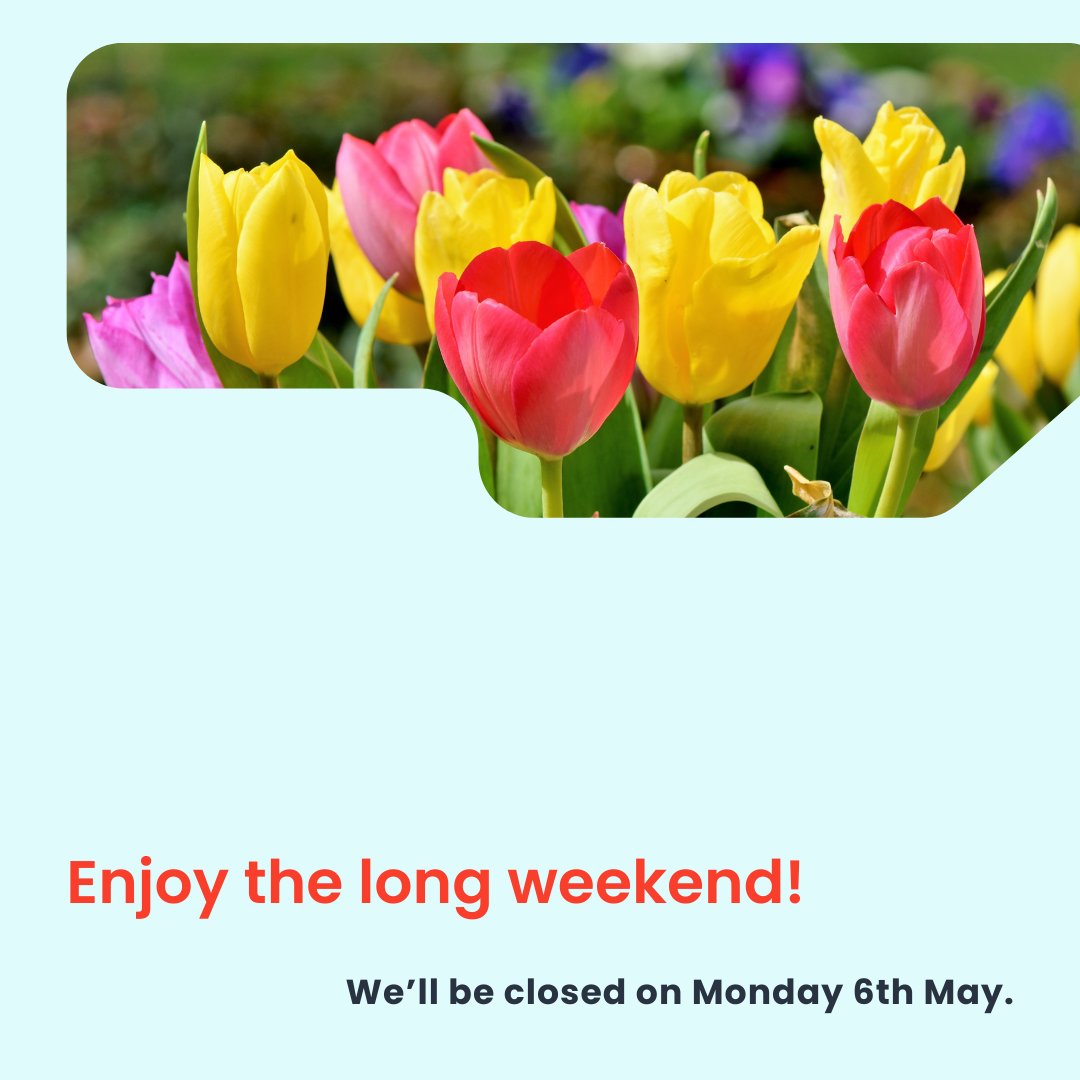 The office will be closed on Monday (6th May) for the Early May Bank Holiday.

If you need to speak to us, give us a call before 5pm today.

Enjoy the long weekend!

#EarlyMayBankHoliday #longweekend #weekendvibes #longweekend