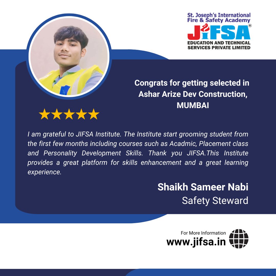 big congratulations 🎉 to Shaikh Sameer Nabi for getting the opportunity to work as Safety Steward in the reputed organisation ✨✨ Hoping to discover more opportunities in future ✨✨
For Any Enquiry, Call Us : 9131071817
#studentsfeedback #qatarjobs #internationalplacement