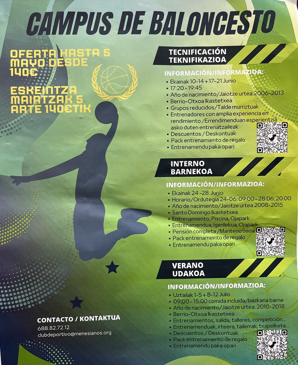 CAMPUS DE BALONCESTO!
OFERTA HASTA EL 5 DE MAYO