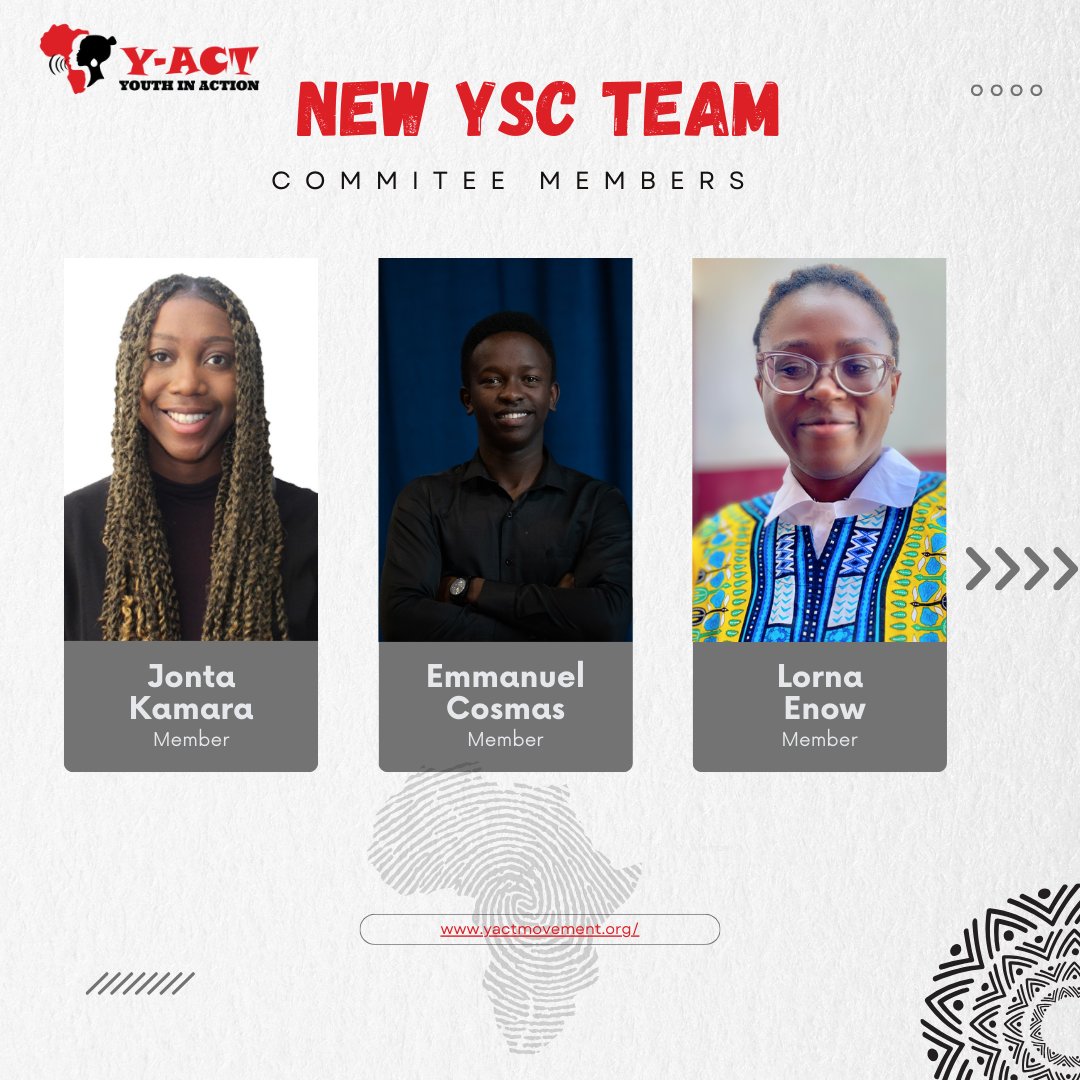 YACT_Africa's tweet photo. #Alert: Our new Youth Steering Committee leaders are here! They have been carefully chosen for their passion and dedication to driving change and amplifying youth voices worldwide. Read more here: https://t.co/UQi7VSx4fO.
#YSC #YACT #Youthleadership https://t.co/MIz1CdbePO