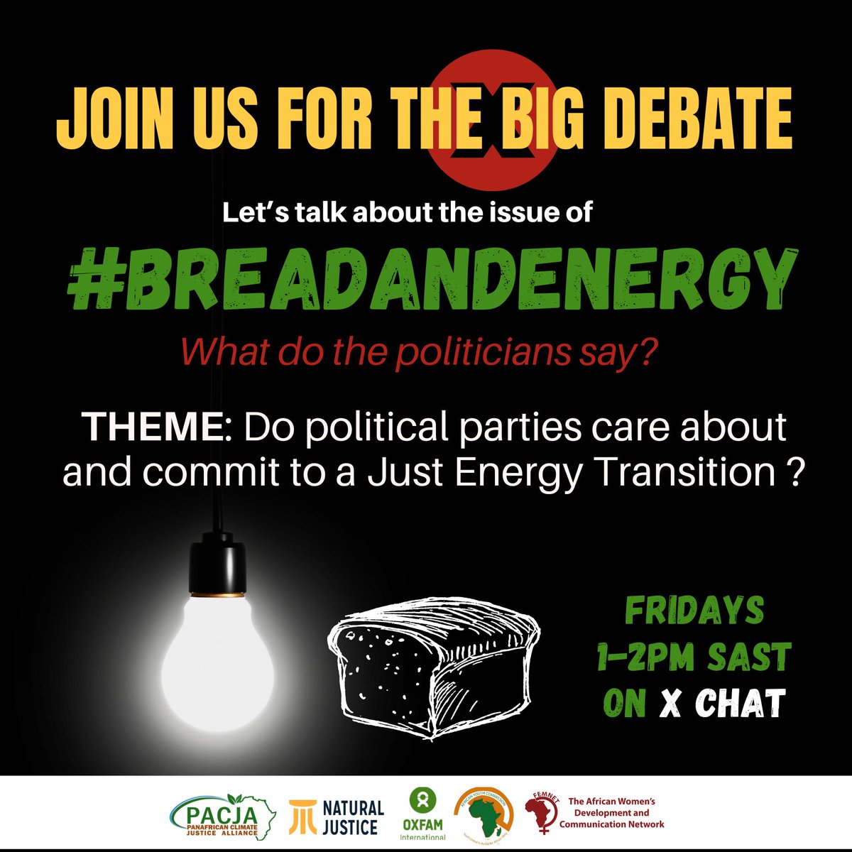 📢Today at 12, join @aacjinaction partners as we invite 🇿🇦 political parties to engage in a debate on the #JustEnergyTransition - do they commit? @MYANC @EFFSouthAfrica @Our_DA @IFP_Indlovu @IFP_KZN @MkhontoweSizwex @ForGoodZA @Action4SA @Rise_Mzansi @BuildOneSA