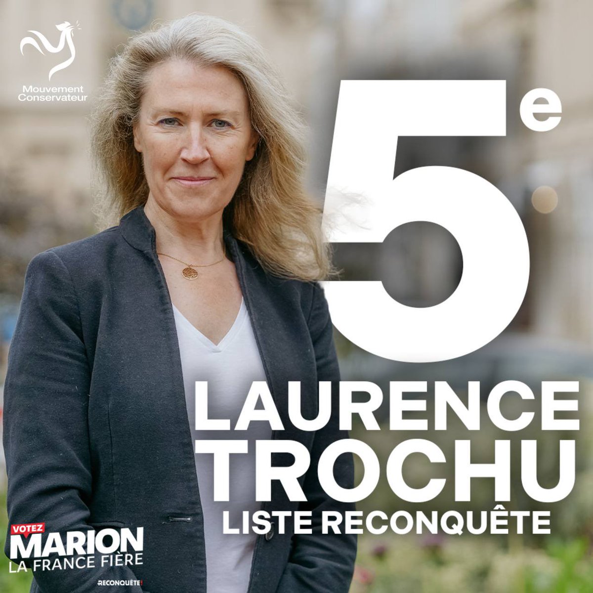 Je suis candidate en 5e position sur la liste de @Reconquete_off menée par @MarionMarechal Mon entretien pour @leJDD à lire ici lejdd.fr/politique/laur… @MvtConservateur #AvecMarion #VotezMarion