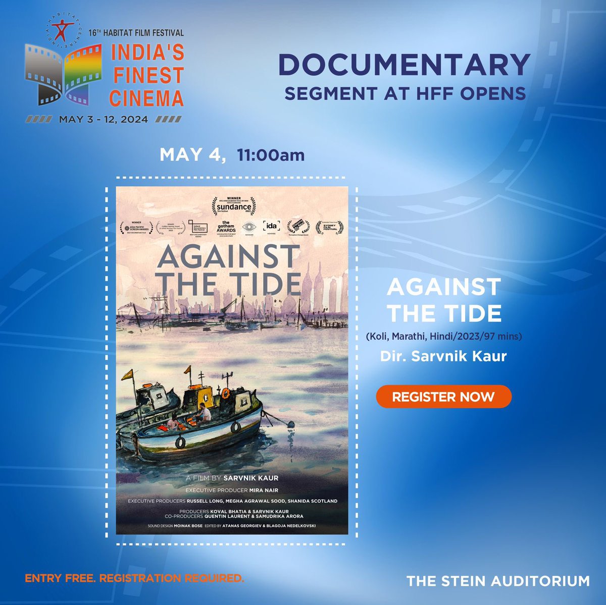 The documentary segment at HFF 2024 presents a robust lineup of non-fiction films, opening with the award-winning documentary 'Against the Tide,' directed by Sarvanik Kaur, on 4th May. It follows two indigenous Koli fishermen in Bombay driven to desperation by a dying sea. Their…