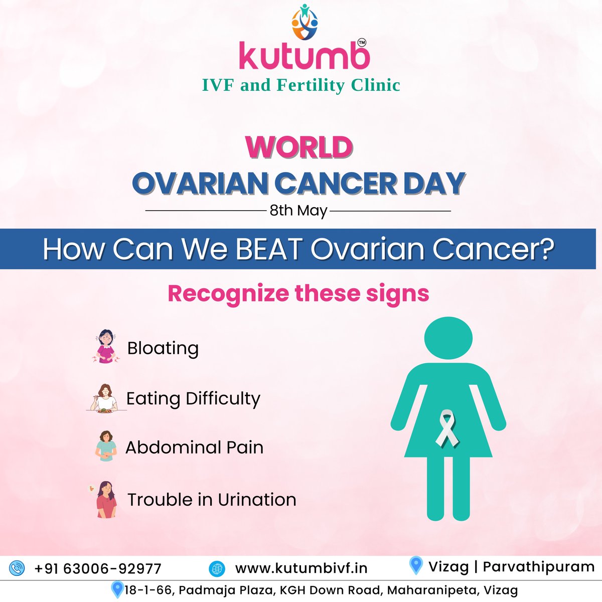 Early detection is key to fighting ovarian cancer. Stay vigilant, know the signs, and prioritize your health. Contact our expert for more information: +91 63006-92977 #ovariancancer #cancer #WorldOvarianCancerDay #pregnancy #parenthood #ivf #ivfcost #testtubebaby #ivftreatment