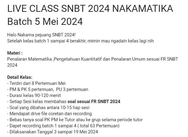 🔥 H+4 SNBT 2024 🔥

Kalau mimin buat liveclass SNBT 2024 seharga 7rban per sesinya kira-kira kalian pada berminat gaa??

buat yang dapet gel 1 akhir atau gel 2
yuk yuk merapat!
#studytwt #studyacc #SNBT2023 #snbt2024