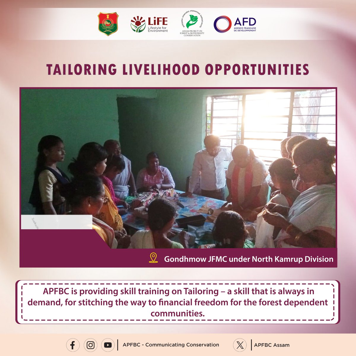 Empowering forest fringe communities with the art of tailoring. APFBC's specialized training to stitch together a brighter future, one community at a time.

#CommunityEmpowerment
#skilltraining
#CommunityEngagement 

@AFD_en
@assamforest
@ksandeep005
@diprassam
@mygovassam