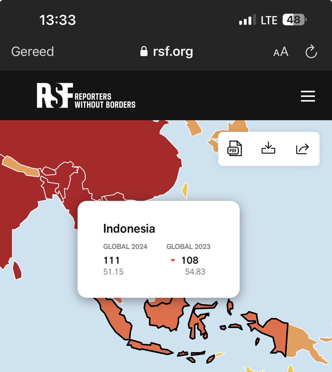 Ranking freedom of the press Indonesia merosot lagi setelah merangkak naik ke 108 jadi 111