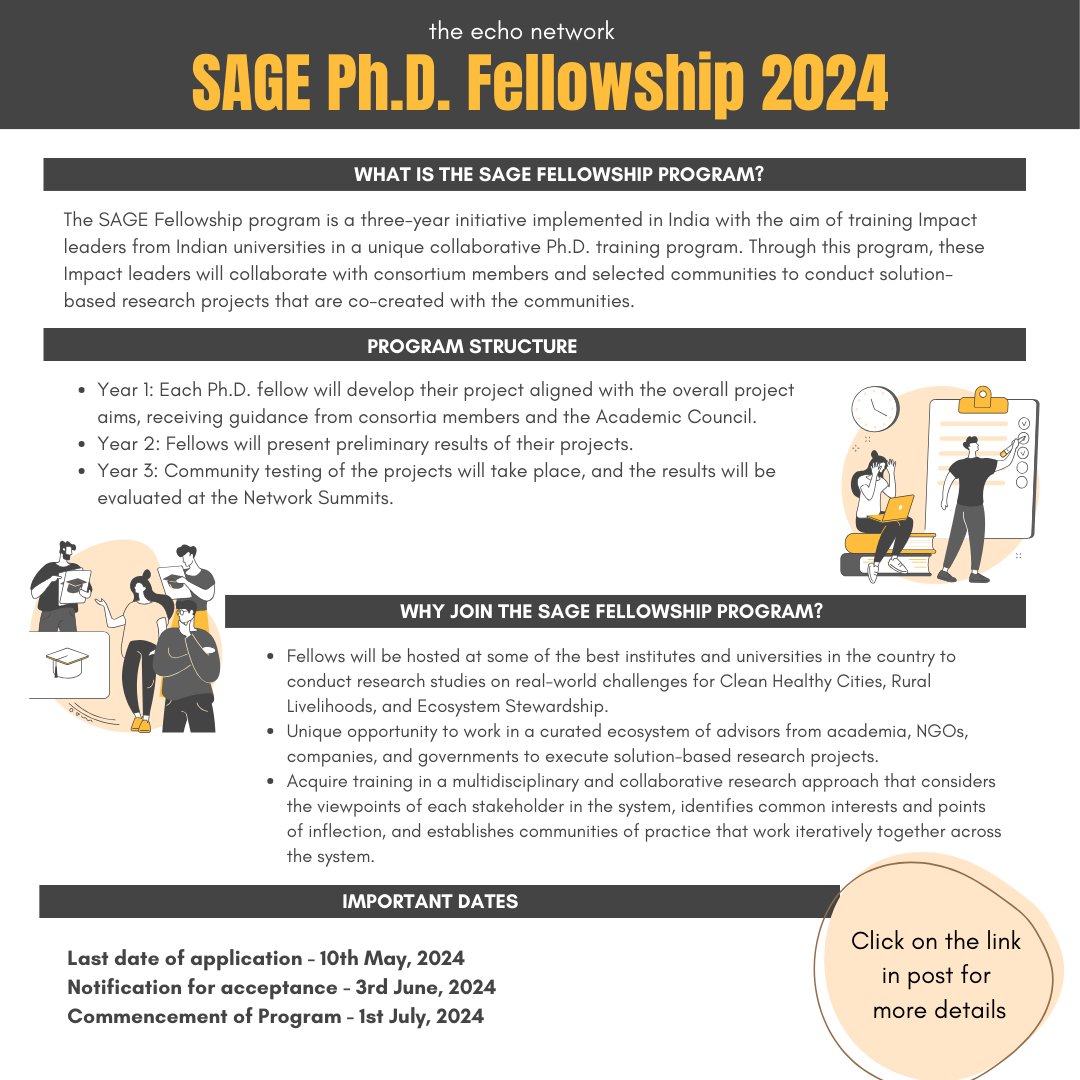 Application for SAGE #PhD Fellows Program 2024 is open till May 10! The Digitization Consortium focuses on a supportive digital ecosystem for ecologically sustainable rural communities: echonetwork.pub/3wtETiN Have an in-depth look at our areas of study: echonetwork.pub/SAGEPHD2024