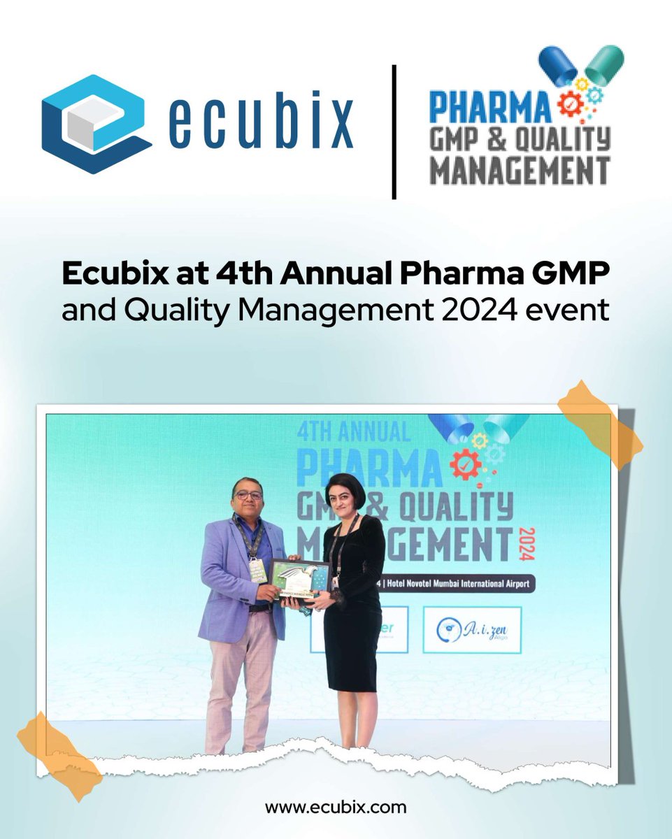 ecubixvcs's tweet photo. #Ecubix was a proud Session Partner at recently concluded 4th Annual Pharma GMP &amp; Quality Management event. Thank you to everyone who engaged with us! @eminence_group9
#pharmaceutical #pharma #pharmaindustry #digitalsolution #industry4point0 #sessionpartner #manufacturing #India https://t.co/M0eTmr1jFs