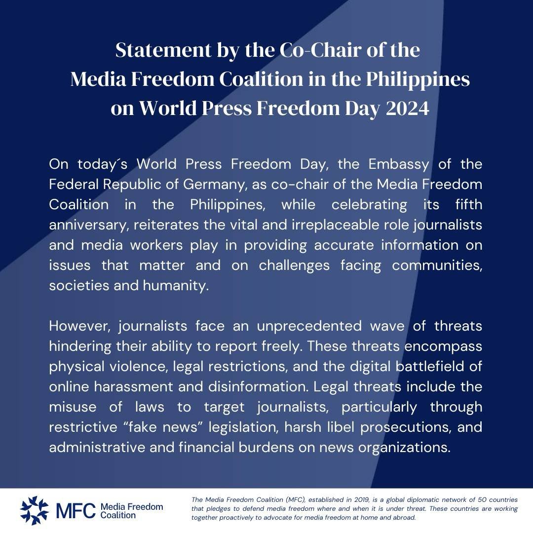 See below the statement of Germany also the co-chair of the media freedom coalition on World Press Freedom Day 👇 part 1/3