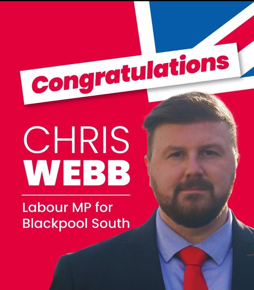 Congratulations <a href="/ChrisWebbMP/">Chris Webb MP</a> on winning Blackpool South  from all the <a href="/UsdawUnion/">UsdawUnion</a>  members 
<a href="/rabdonnelly2010/">Rab Donnelly</a> @gulljamie1