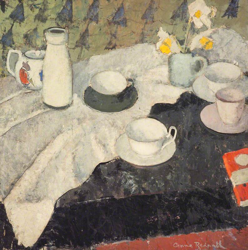 Still Life with Milk Bottle by Anne Redpath c. 1945 (National Galleries of Scotland, Edinburgh). Painted in the artist’s home in Hawick.