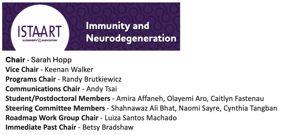 It is an honor to be elected as the new Communications Chair for the @ISTAART @ImmunityPIA Executive Committee for 2024-2026. I can't wait to take on this new role with a great team led by @hoppzor and to work with the amazing committee, PIA members, and @alzassociation!