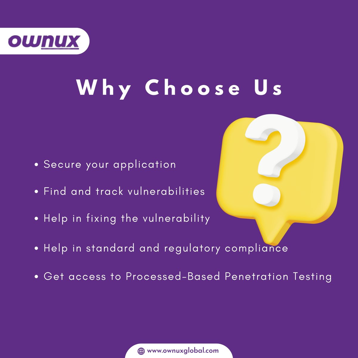 Ownuxinfosec's tweet image. Why Choose Ownux Global Solution for your Website Security Requirement.
#websecurity #websitedevelopment #webdevelopmentcompany #websitepenetration #websitebuilder #websitetrafficrank📈📊📉  #webdevelopmentcompany #websitedesigning

ownuxglobal.com