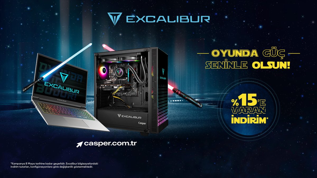 Tüm Excalibur laptop, desktop ve monitörlere özel indirimleri kaçırma, oyunda güç seninle olsun!

Tıkla ve avantajlardan faydalan.

#Casper #CasperTürkiye #Excalibur #StarWars #OyundaGüçBudur

casper.com.tr/kampanyalar/ex…