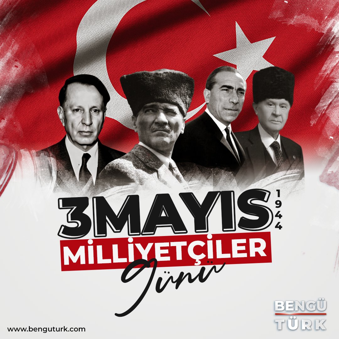 Türk Milletinin varlık davası 3 Mayıs 1944, Türk Milliyetçileri ile bayraklaşmıştır. 3 Mayıs Milliyetçiler Günü kutlu olsun. 🇹🇷