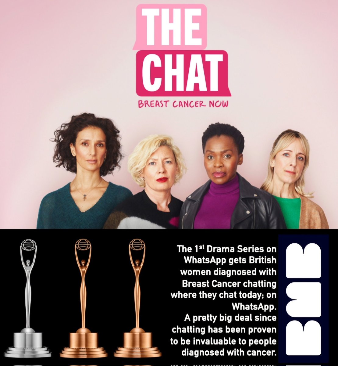 Congrats team @BMBAgency x  @BreastCancerNow on last night's #ClioAwards wins. Grateful to the jury for recognising the power of #TheChat - the 1st ever #WhatsApp Drama Series #Social #Innovation @Cheil_Worldwide #IdeasThatMove #ThisStuffMatters