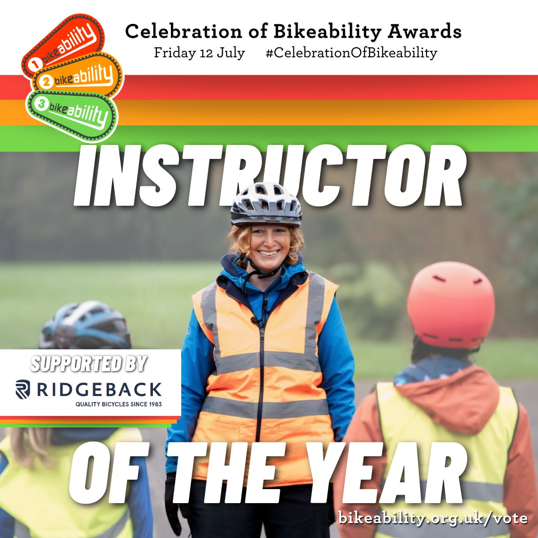 Instructor of the Year, supported by @RidgebackBikes 🏆 Do you know a brilliant Bikeability instructor that goes above and beyond in their work? Tell us why they deserve to be celebrated, and they could win a brand new Ridgeback cycle! 🚲 🔗surveymonkey.co.uk/r/celebrationo…