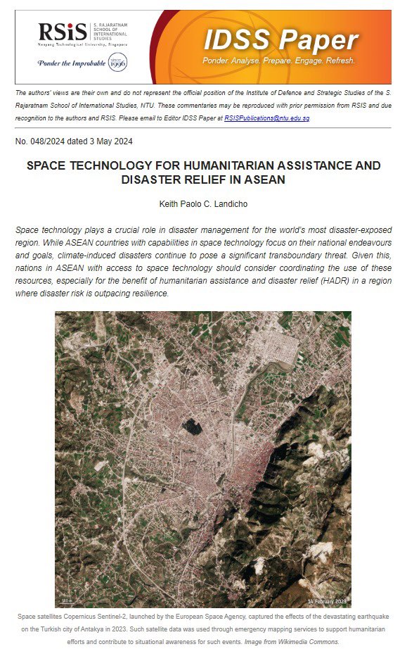 New paper just got published 🚨 
In this paper, I integrate my expertise in international relations from my current role, insights gained as a humanitarian, and my skills honed as a geospatial scientist. 

🙏🏼Please do give it a view: rsis.edu.sg/rsis-publicati…