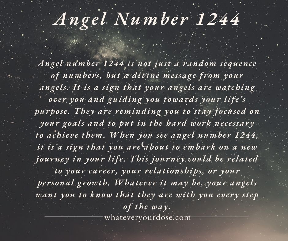 '1244: A celestial nod to stay steadfast on your path, anchoring your dreams with determination. Your efforts now pave the way for abundant blessings ahead. #AngelNumber #SteadfastJourney'