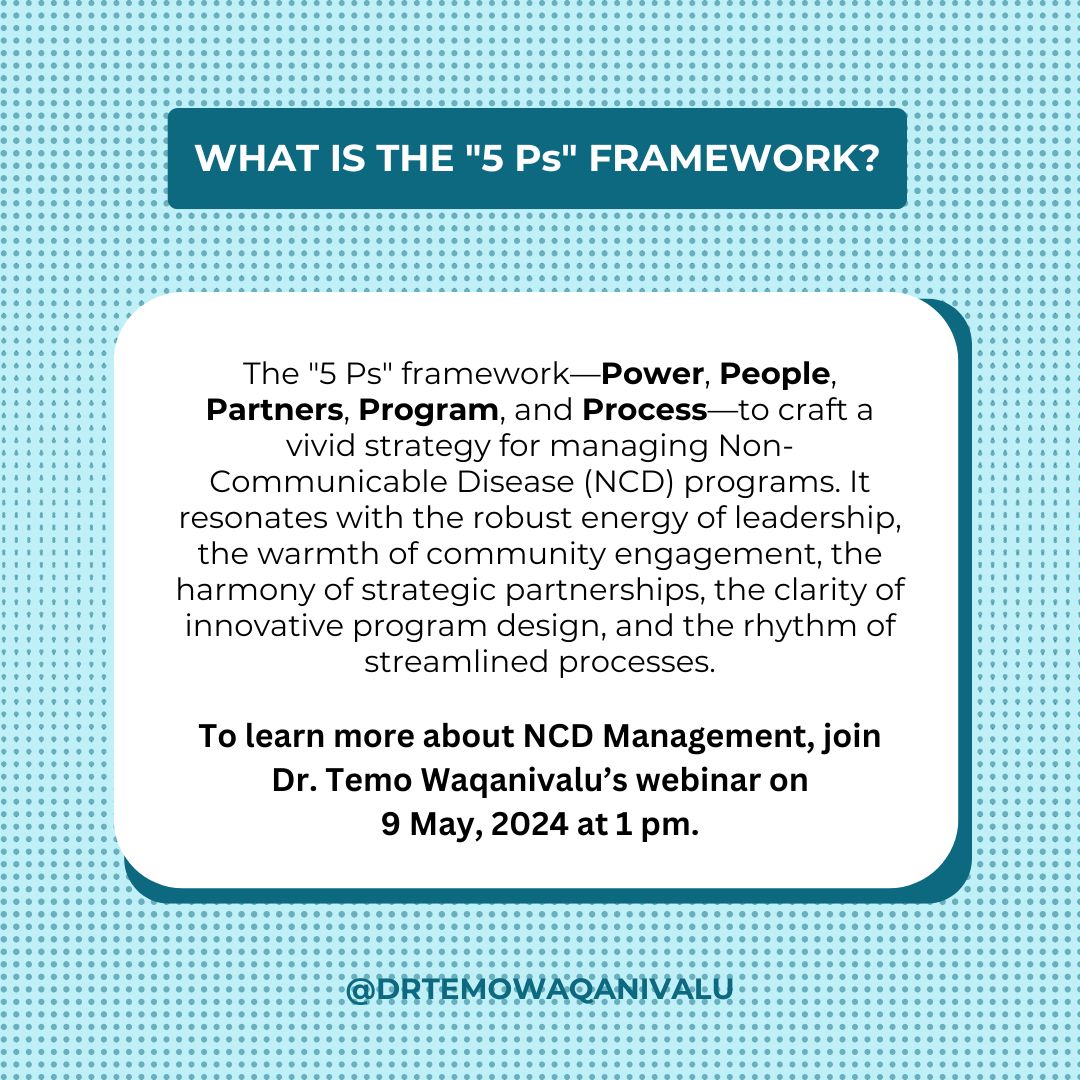 Don’t miss out on the insights from Dr. Temo Waqanivalu's webinar.  

zoom.us/meeting/regist…

🌟 #SDG3_4 #NCD #HealthForAll #GlobalHealth #drtemokwaqanivalu #temowaqanivalureviews #DrTemoWaqanivalureviews