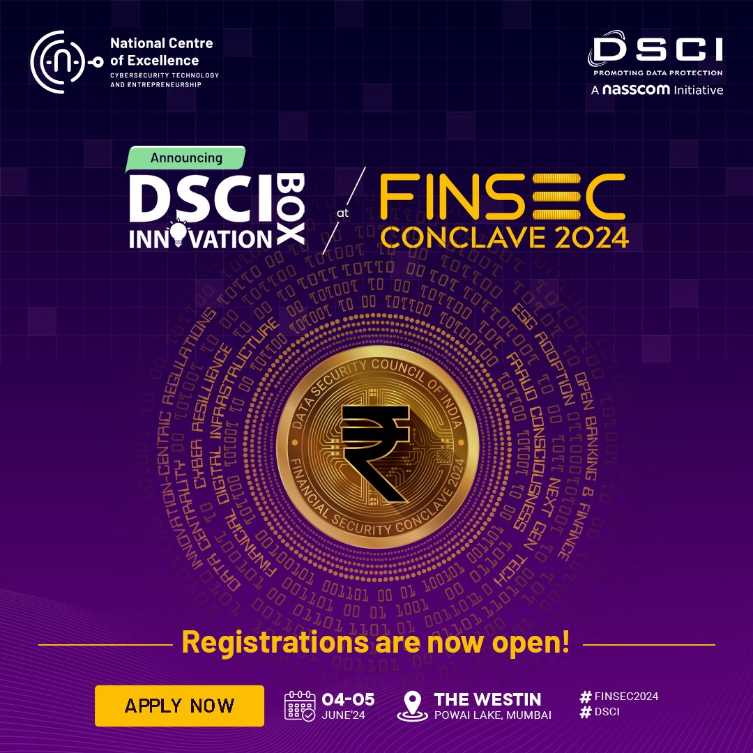 Calling all innovators! DSCI's Innovation Box at FINSEC 2024 is your launchpad to success! Do you have a revolutionary security solution that's transforming the current landscape? DSCI's Innovation Box is on the hunt for the brightest minds with strategic, proactive, and…