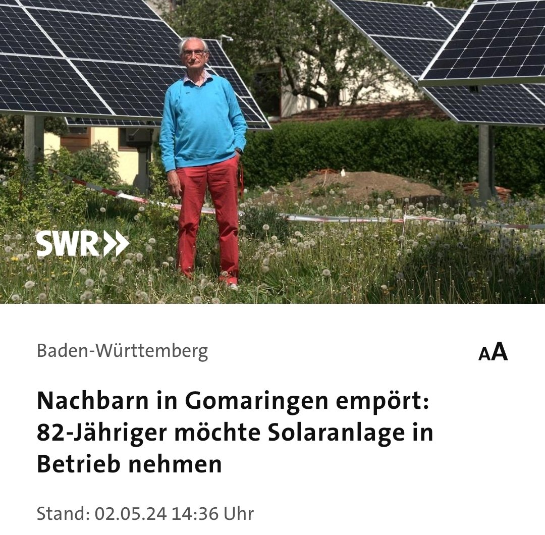 Dieser Mann möchte PV-Module aufstellen, doch seine Nachbarn sind dagegen. Sie klagen, weil die Anlage für sie 'nicht ins Wohngebiet passt'. Erst zu viele Module, dann wenige Zentimeter zu hoch, jetzt könnten sie blenden. Energiewende: Weniger Gegenwind & Bürokratie, mehr Machen!