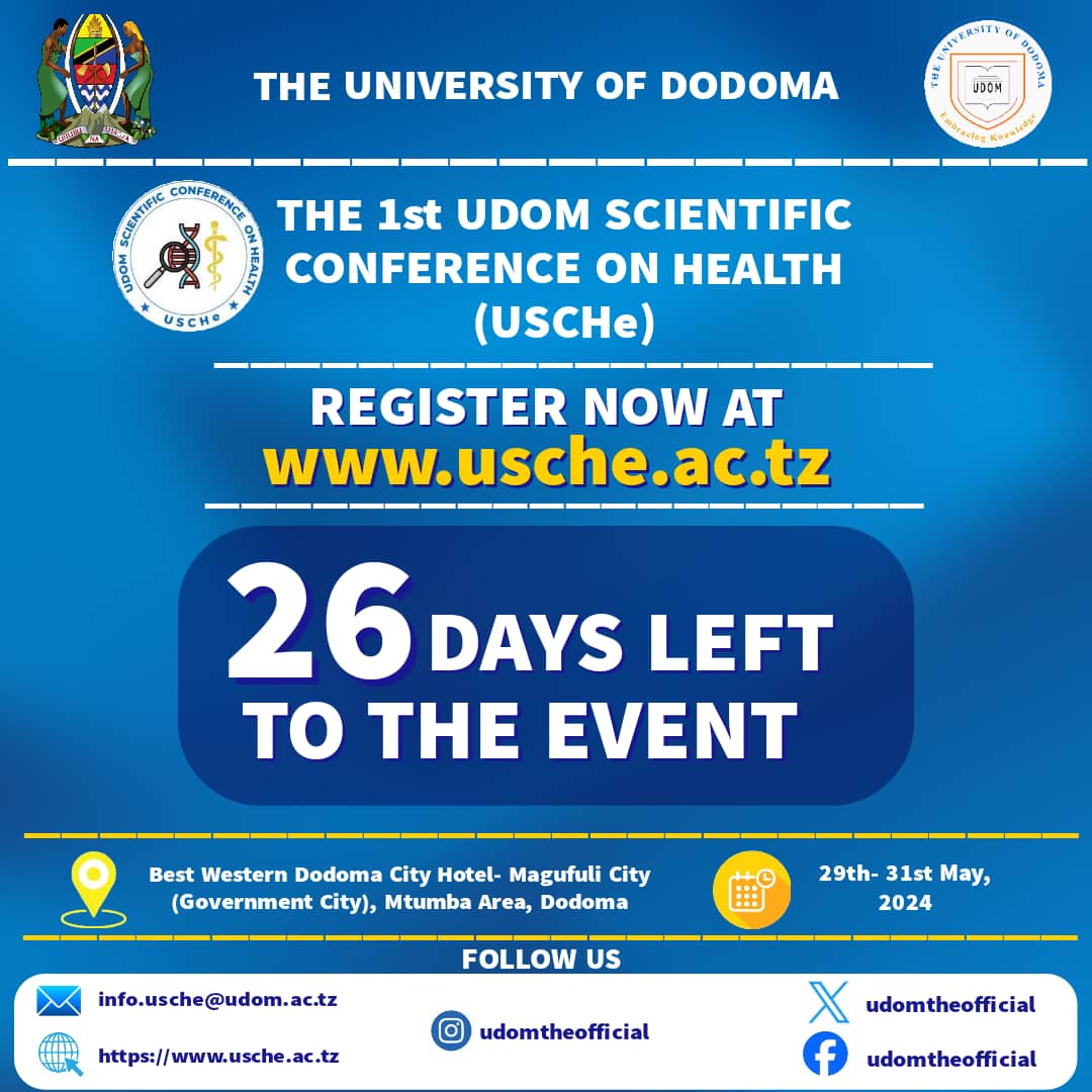 If you don't believe in loosing opportunity. Chance is coming again this May then I don't know what else to tell you. Here's is a link usche.ac.tz/site/signup registering for 1st UDOM Scientific Conference on health [USCHe] #Health  #Reform #Tanzania🇹🇿 #Zanzibar