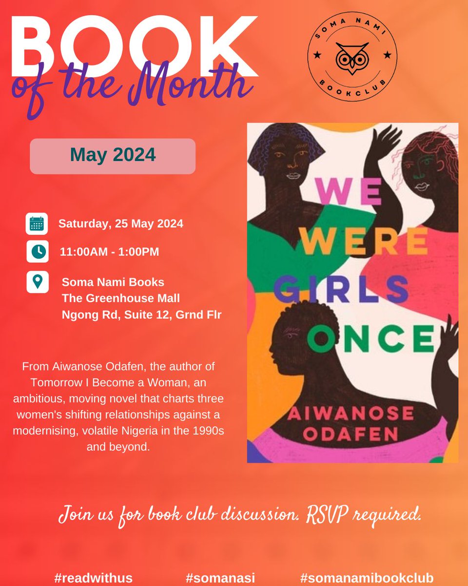 New month, new read. Join us in May for #somanamibookclub Get a copy of We Were Girls Once somanami.co.ke/product-page/c… Read along and see you on 25th May