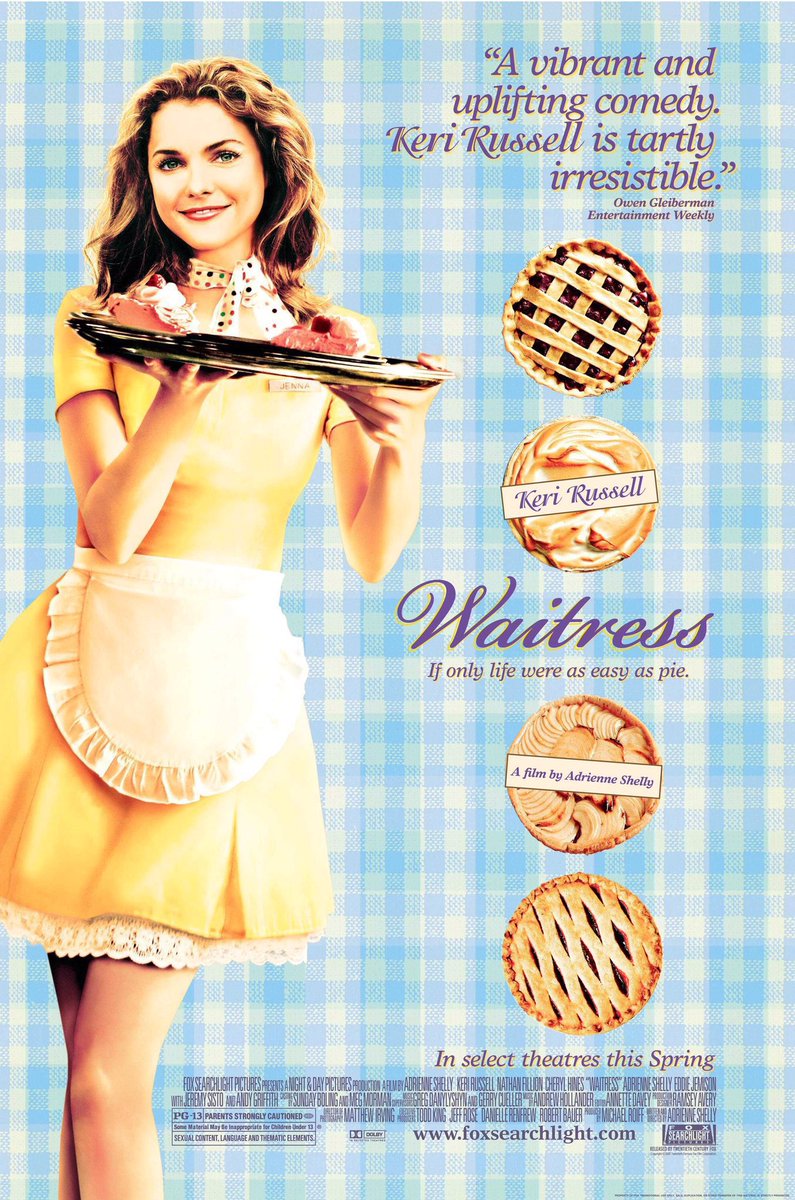 🎬MOVIE HISTORY: 17 years ago today, May 2, 2007, the movie 'Waitress' opened in theaters! #KeriRussell #NathanFillion @CherylHines #AdrienneShelly #EddieJemison #JeremySisto #AndyGriffith #LewTemple #DarbyStanchField #AdrienneShelly