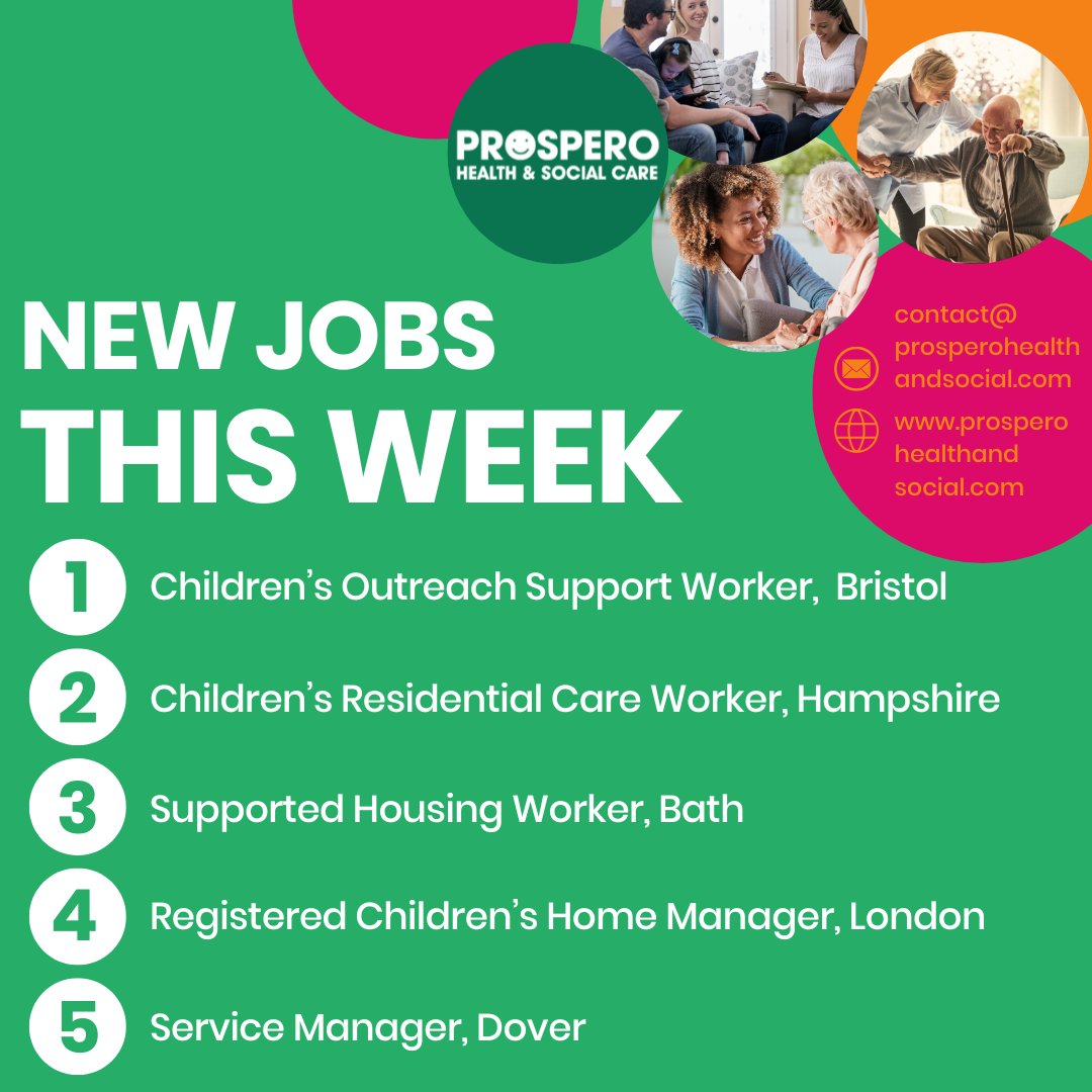 New jobs available this week on our website👀

Do any of these catch your eye? If so, REGISTER today by visiting eu1.hubs.ly/H08SvG-0 or emailing us at contact@prosperohealthandsocial.com

#prosperohealthandsocial #recruitment #newjob #supportworker #UK #Children #Adult