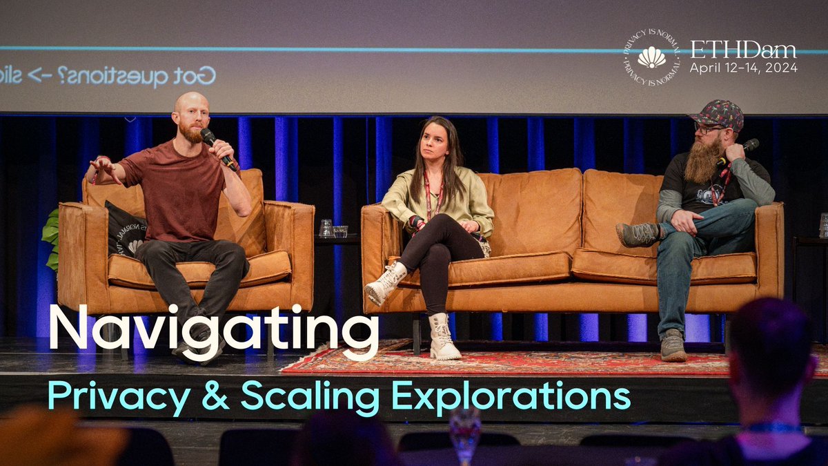 Panel on “Navigating Privacy & Scaling Explorations” with @ViviPlasenciaC, @AtHeartEngineer, @heeckhau, and @samonchain from #ETHDam 2024. Moderated by Hodlon.

Join the panel:👉 youtu.be/bTgfIQBZRf4
@PrivacyScaling @ethereum @zkMACI