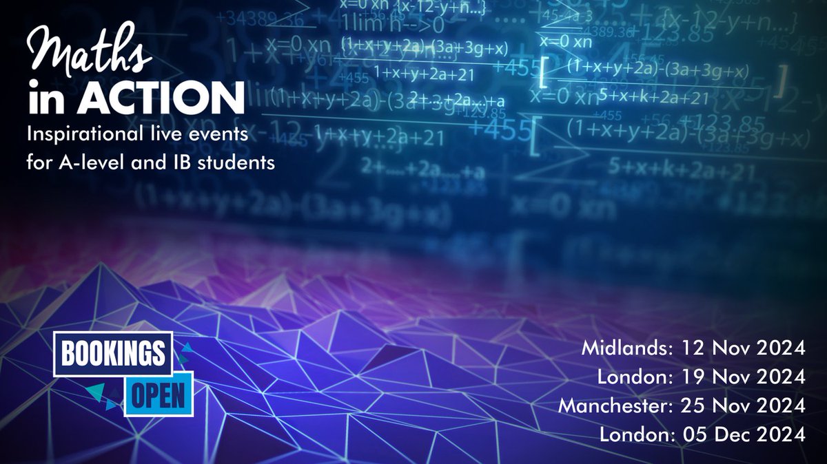 Maths in Action returns this autumn with four unmissable events jam-packed with inspiration, interaction and information. Don't miss out! educationinaction.org.uk/study-days/sub…