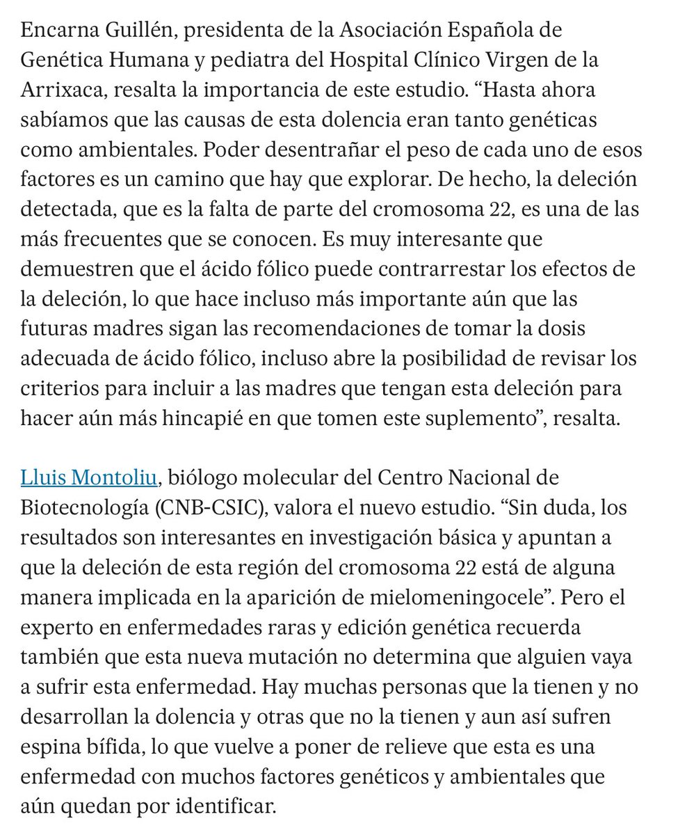 Tras casi una década de trabajo y una búsqueda de casos por todo el mundo, un consorcio internacional de médicos y científicos han identificado causa #genética que predispone a nacer con #EspinaBífida en un caso y con deleción #22q11 en otro. De cualquier forma el control y…