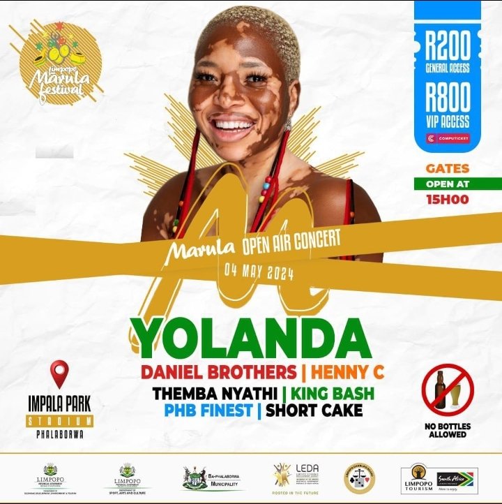 This weekend di boya Limpopo

YOLANDA MONYAI X MARULA FESTIVAL 
YOLANDA MONYAI IN PHALABORWA 
#YolandaMukondeleli 
#YolandaAtMarulaFestival