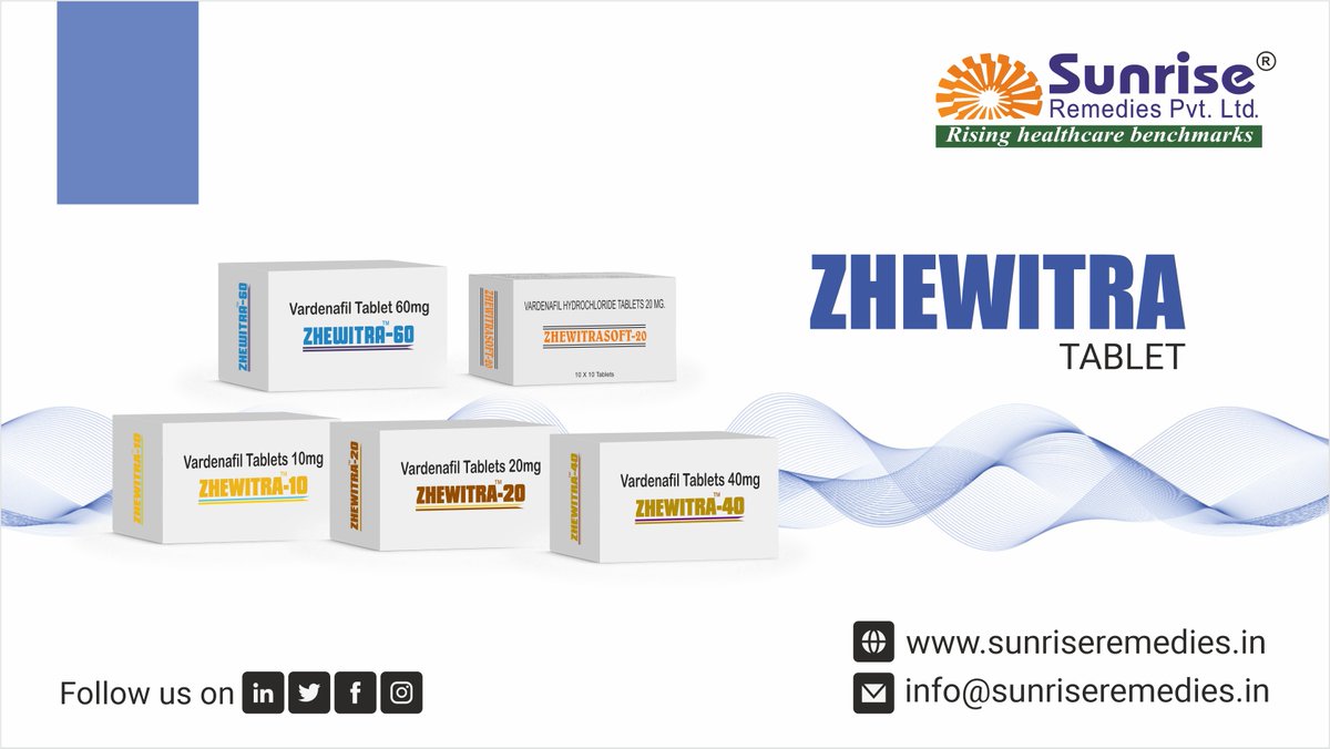 Way are you facing ED Problem? Try Zhewitra Contains #Vardenafil Most Popular Products From Sunrise Remedies Pvt. Ltd.

Read More: sunriseremedies.in/our-products/z…

#Zhewitra #VardenafilOraljelly #VardenafilProducts #ErectileDysfunctionProducts #EDtreatment #PEtreatment #PharmaExport