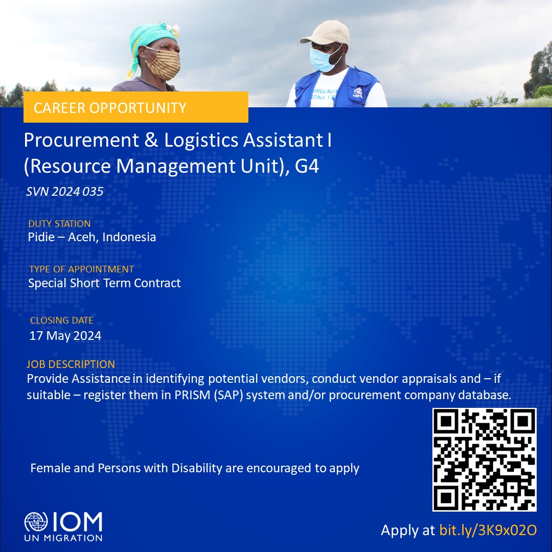 📣 Job Opportunity! @UNmigration is seeking applications for some roles in Indonesia 🇮🇩 (@IOMIndonesia). Please click on the images below, or click on the links to learn more and apply. 🔆 Position Title: Head of Field Office VN/SVN/CFCV No.: SVN/ID10/2024/031 Duty Station:…